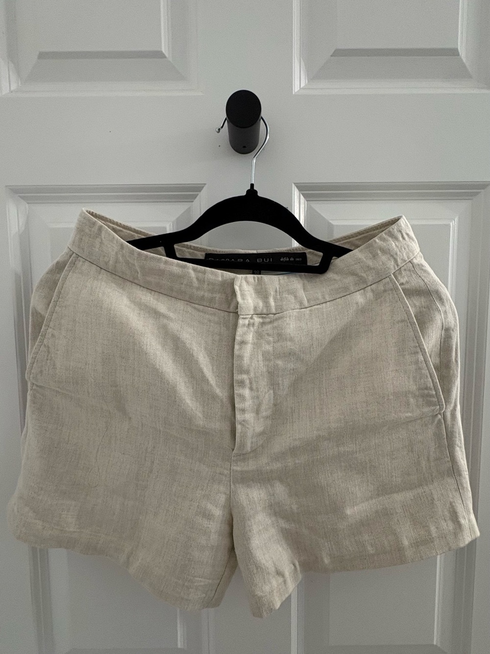 Barbara Bui Natural Beige Linen-Blend Shorts